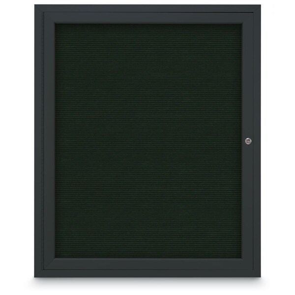 60"x36" 2-Door Enclosed Outdoor Letterboard, Hdr, Green Felt/Black